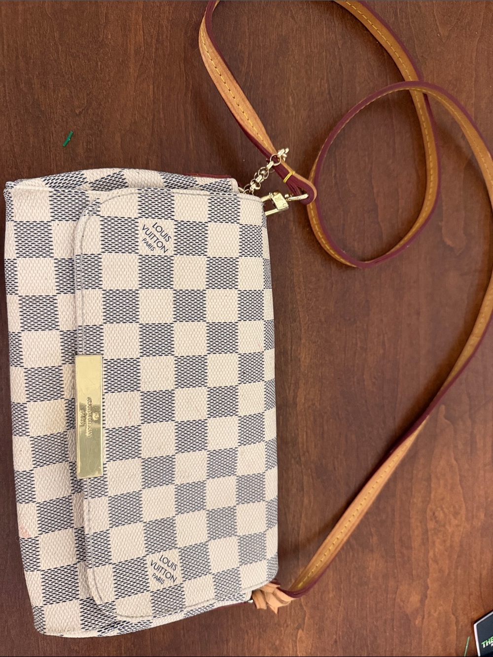 Louis Vuitton Damier Azur Crossbody in Ivory and Blue-Gray with Vachetta Strap